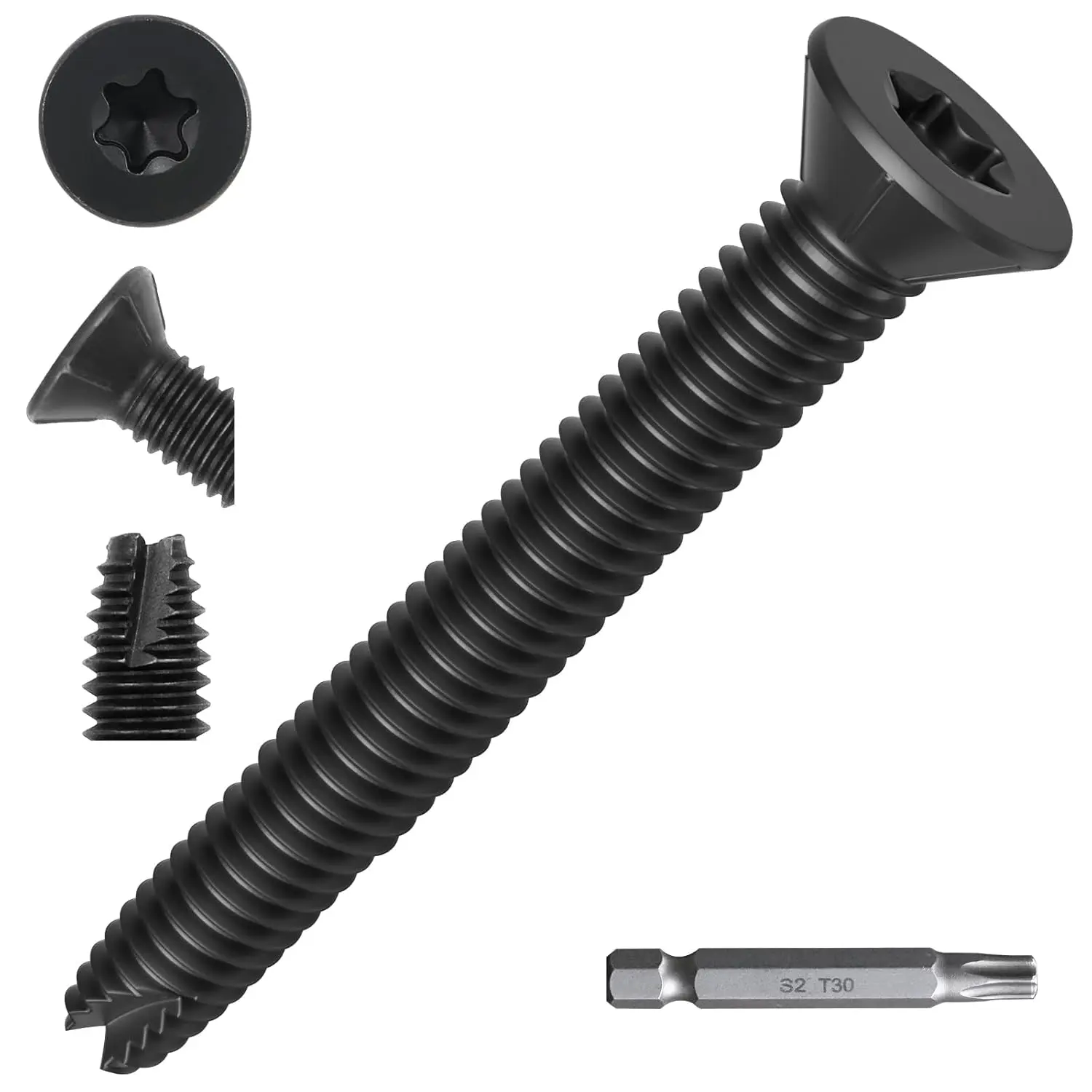 1/4-20 x 2-1/2" Flat  Thread  Self Drilling Deck Screws, Type 7,  Drive T-30, Steel Floorboard Thread  Screws for  & Metal-100 Pack