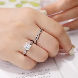 Moi Mart 2CT Princess Cut Synthetic Moissanite ring, Perfect gift for Anniversary, Wedding Band in s925 sterling silver Stackable ring jewelry