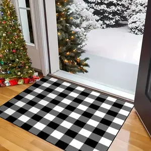 Modern Vintage Scottish Plaid Door Mat, Christmas Welcome Rug, Checkered Area Rug, Soft Velvet Foot Pad, Ideal for Entryway Garden Porch Living Room Bedroom