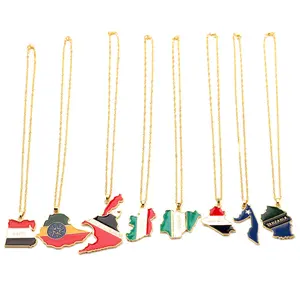 Creative Alloy Jewelry World Map Necklace Unisex