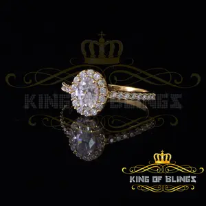 King Of Blings 10K Yellow Gold 1.50CT 'VVS' 'FL' D clr Oval Cut Moissanite Women's Ring Size 7 Custom Label 20552Y-A199KOB