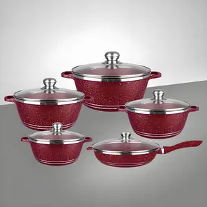 Kitchen 5-Piece Nonstick Cooking Set, Heat Resistant Design + Glass Lids, Easy Clean, Multi-Use for Induction & Gas Stoves, Essential Kitchen Pot Kit