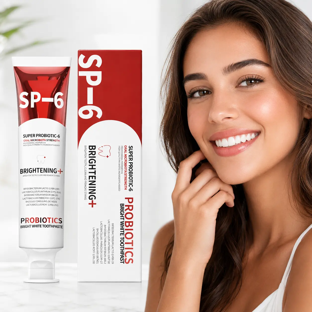 6 Probiotic Brightening Toothpaste for Fresh Breath and Daily Oral Care, Gentle & Fluoride-Free Formula for Adults, Minty Fresh Flavor, 140g, Enamel-Safe