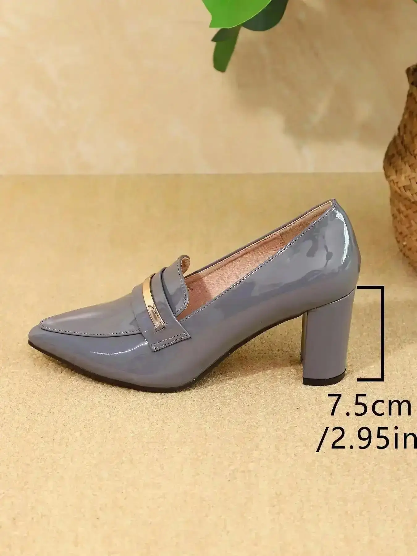 Women's Chic Solid PT Heel Pumps Sleek Slip on Shoes for Party Evening Footwear Daily Clothing Decor Women Airy Multi Purpose Supportive Stable Minimalist Ons Style modern sophisticated trendy comfortable fashion