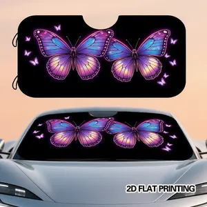2D Flat Printing, 1pc Ing Butterflies Pattern Car Windshield Sunshade, Polyester Material, Universal Fit, Perfect for City Travel, Scenic Routes, Long Commutes, And Protecting Your Vehicle Interior from Heat And Sun