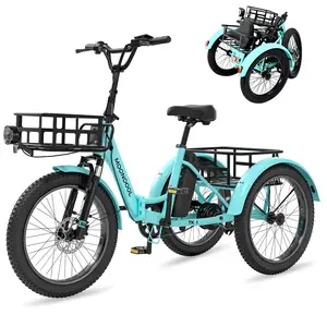 MOPHOTO TK1 Electric Tricycle for Adults,48V 20" Folding Electric Trike Peak Power 750W, 3 Wheels E-Bicycle Aluminum Frame with Large Basket and Removable Battery