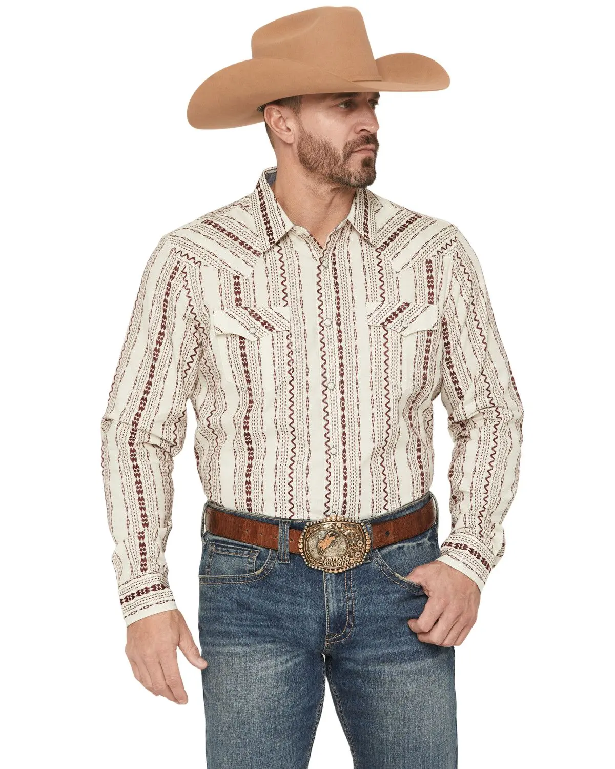 Cody James Men's Men'S Warhunt Dobby Striped Long Sleeve Snap Western Shirt - Cjfa23w1-Iv