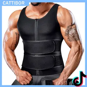 CATTIBOR Men Sauna Suit ,Men Waist Trainer Neoprene Sweat Vest Body Shaper ,Men Waist Trimmer Belt Workout Tank Tops For Runnging Fitness GYM,Menswear Undershirt For All Seasons