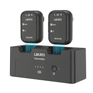 LEKATO MS-40 Wireless in-Ear Monitor with Charging box , 30H Battery Life with Box, 2.4G IEM System 1 Transmitter 2 Receivers Auto-Pairing,OTG Support,One to More, in-Ear Monitoring for Studio,Live,Singer,Band