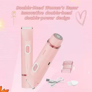 Electric 2-In-1 Razor for Women, Detachable Blade, Double Head Shaver, USB Rechargeable Shaver, Cordless Portable Shaver, Body Hair Shaver, Idealgift, Beauty Without Embarrassment, New Tool & Cleaning Product