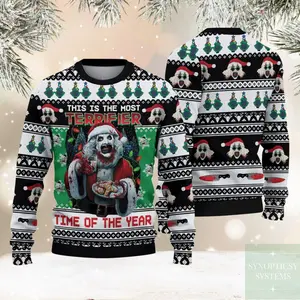 Terrifier Ugly Christmas Sweater, Terrifier Santa Shirt, Scary Clown Xmas Sweatshirt, Horror Holiday Gift, Art The Clown Shirt