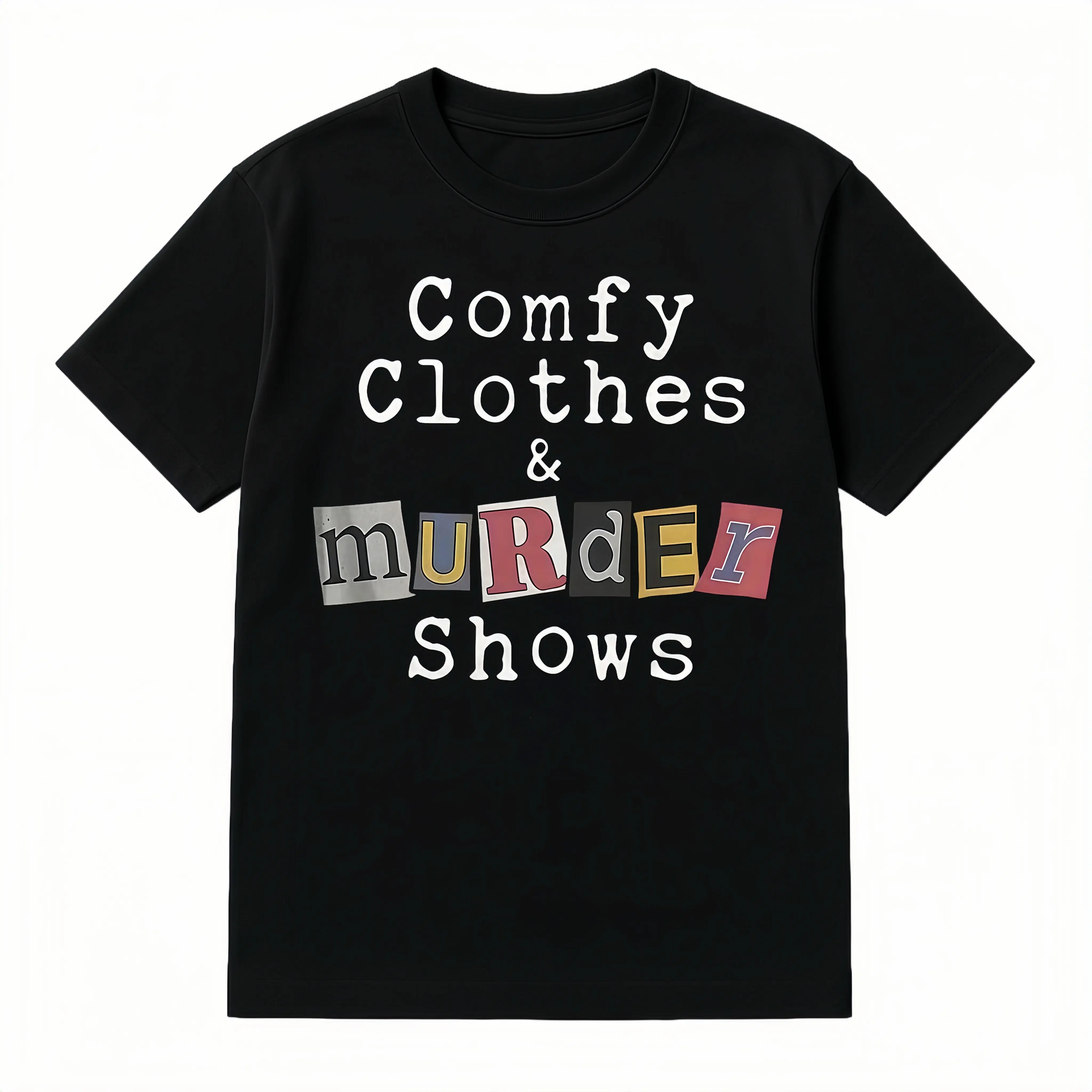 Men's Unisex Round Neck Cotton T-Shirt - Casual Short-Sleeve Top, Murder Show Print, Comfortable Apparel for Crime Fans and Festivities, Tshirt, Shortsleeve, Streetwear, Menswear, Murder Print, Unisex Wear, Crime Theme, Classic Fit, All Seasons
