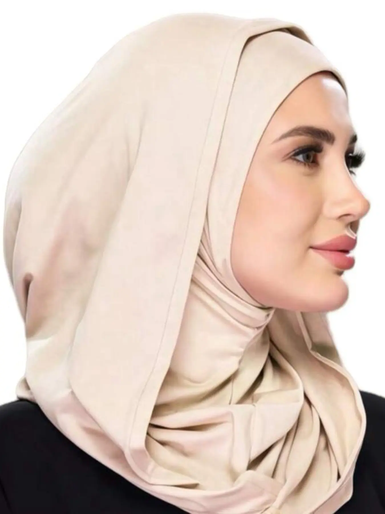1pc Quick-Adjust Headscarf, Modest Muslim Hijab, Dual-Layer Modal Soft Comfort, Ideal for Daily Wear, Boho Style, Plain Pattern, All Seasons, Casual Occasion, Modesty