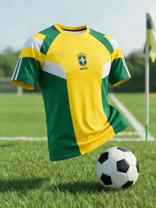 Men's Summer Daily Brazilian Team Color Yellow Green White Vintage Color Scheme Crew Neck Short Sleeve T-Shirt Home Outdoor City Regular Trend Street Training Casual Youth Simple Campus Nature Versatile Texture Casual Temperament Personality Sports