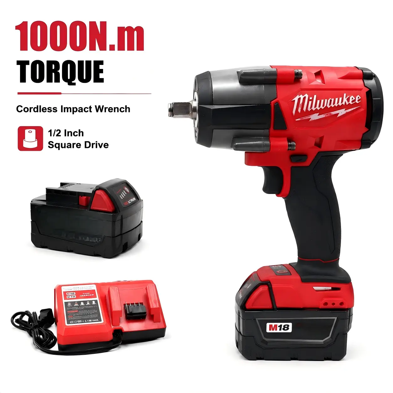 Milwaukee FMTIWF12 Impact Driver - 1000Nm Max Torque, Durable for Mechanics & Contractors screwdriver rpm speed tool pry reinforce concrete strong control 4-mode cordless dcf512 open box electronic brake outdoor leveling input power  cordless impact hex