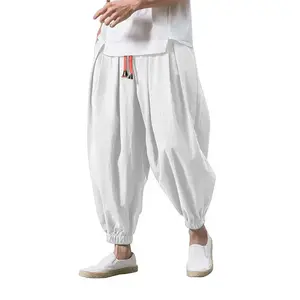 fashion  pants men  fitness 2024 New Fashion Drawstring Harem Pants MenS Baggy Jogging Pants Japanese Men Crotch Wide Leg Pants Male Casual Loose Trousers Fabric Menswear Soft