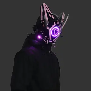 Cyberpunk LED Matrix Full-Face Helmet with Bluetooth Connectivity for Cosplay Festivals Adjustable Strap 54-62cm Comfortable ABS Plastic Techwear Lovers