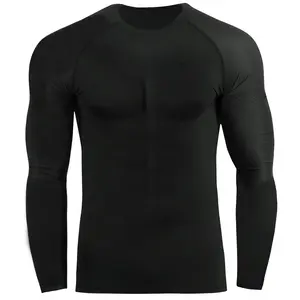 ROAR-INT Black Full Sleeve Men MMA, BJJ, No-Gi, Grappling, Quick Dry Compression Rash Guard Shirt