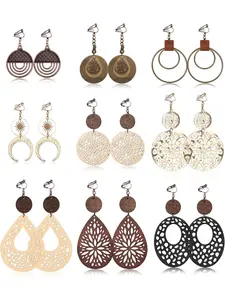 Clip on Dangle Earrings for Women - Bohemian Trendy Clip on Earrings Lightweight Comfortable Earrings Hypoallergenic Drop Clip ons for Non-pierced Ears Women Earring Set Earrings Jewelry