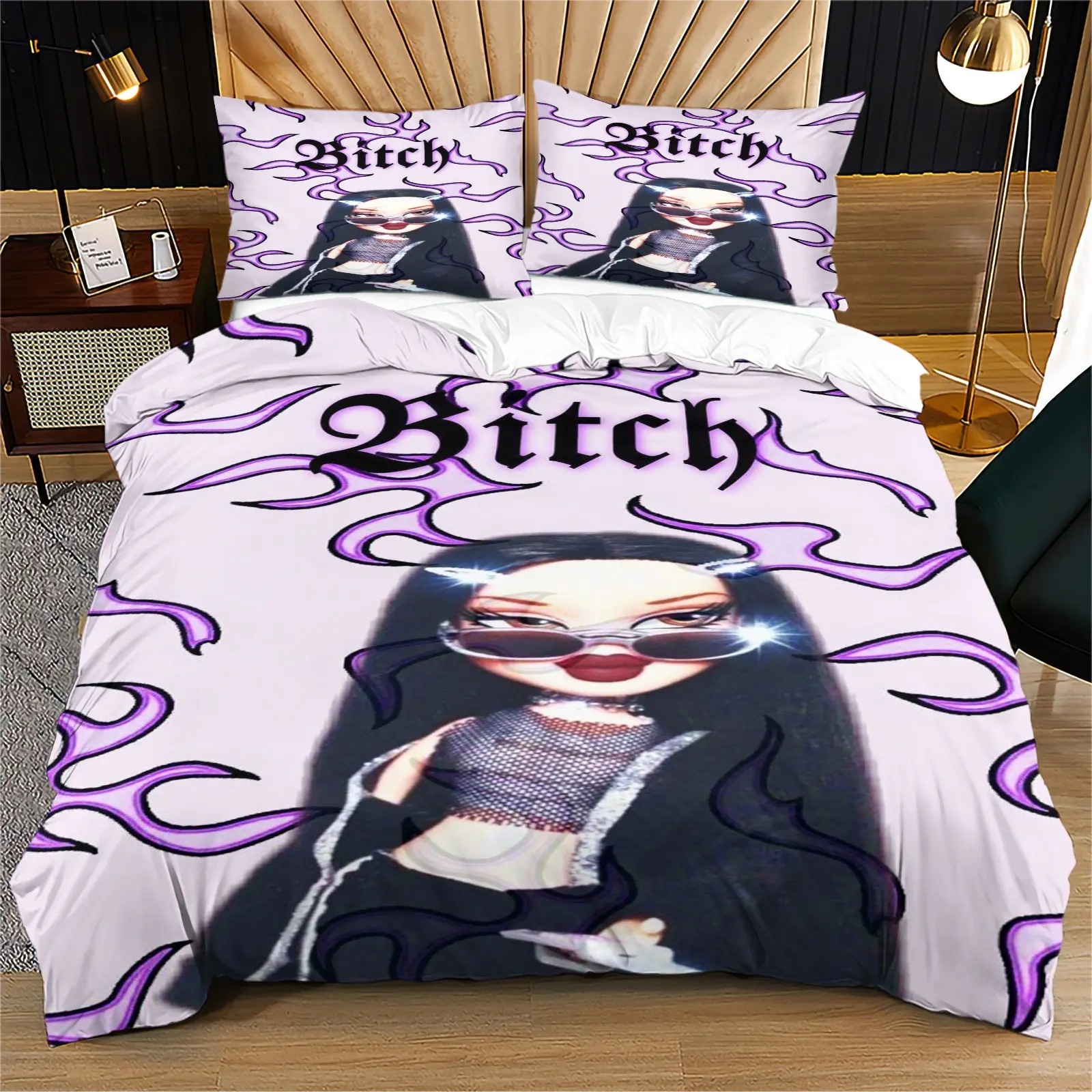 Millennium Spicy Girl Style Pattern Duvet Cover Set, Suitable For Fresh And Simple Indoor Decoration, Suitable As a Moving Or Holiday Gift, Including 1 Duvet Cover And 1 Or 2 Pillowcases, Excluding The Duvet Core And Pillow Core