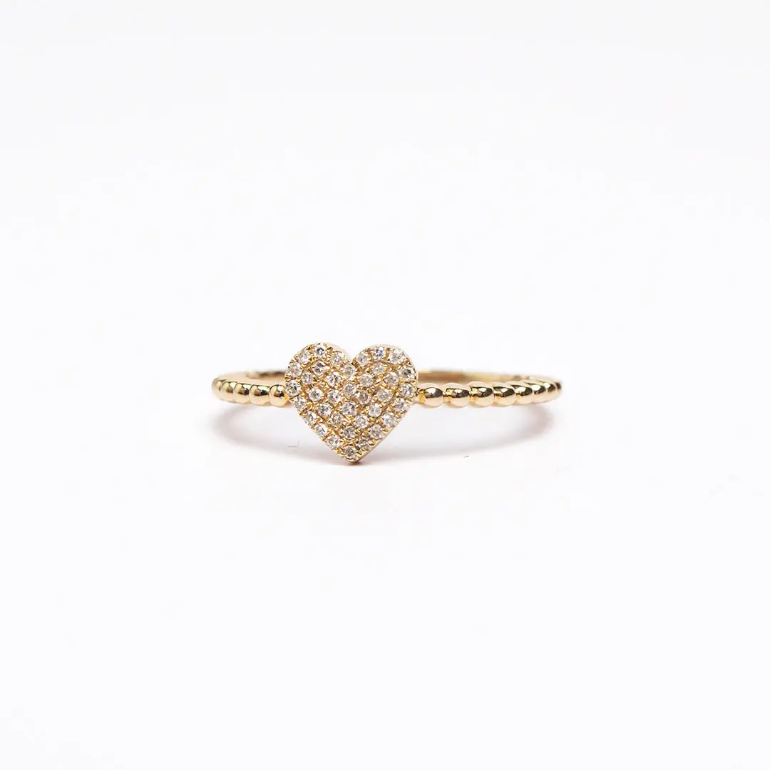 Pave Diamond Heart Ring