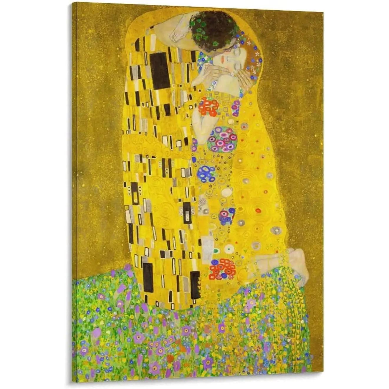 Lucky Poster -The Kiss Romantic Poster Decorative Painting Gustav Klimt Classic Canvas Wall- Art Print Room Gifts Colorful Ornaments Decoration Artistic