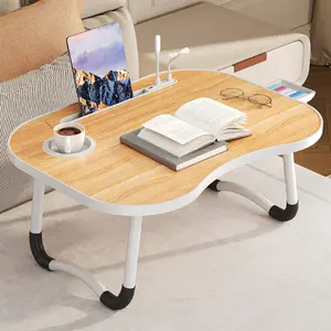 Laptop bed desk, foldable laptop desk with USB port bed tray storage drawer, portable laptop stand, foldable breakfast tray, bed for eating, reading, and work