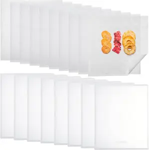 8 count  Dehydrator Sheets Trays with Edge and 10 count Mesh Dehydrator Mats Non Stick  Fruit Leather Trays Accessories for Liquid Making  Fruit Meat Egg Vegetables (White)