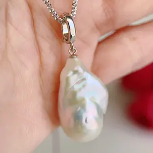 Baroque Pearl Pendant Necklace S925 Sterling Silver Freshwater Pearl Necklace