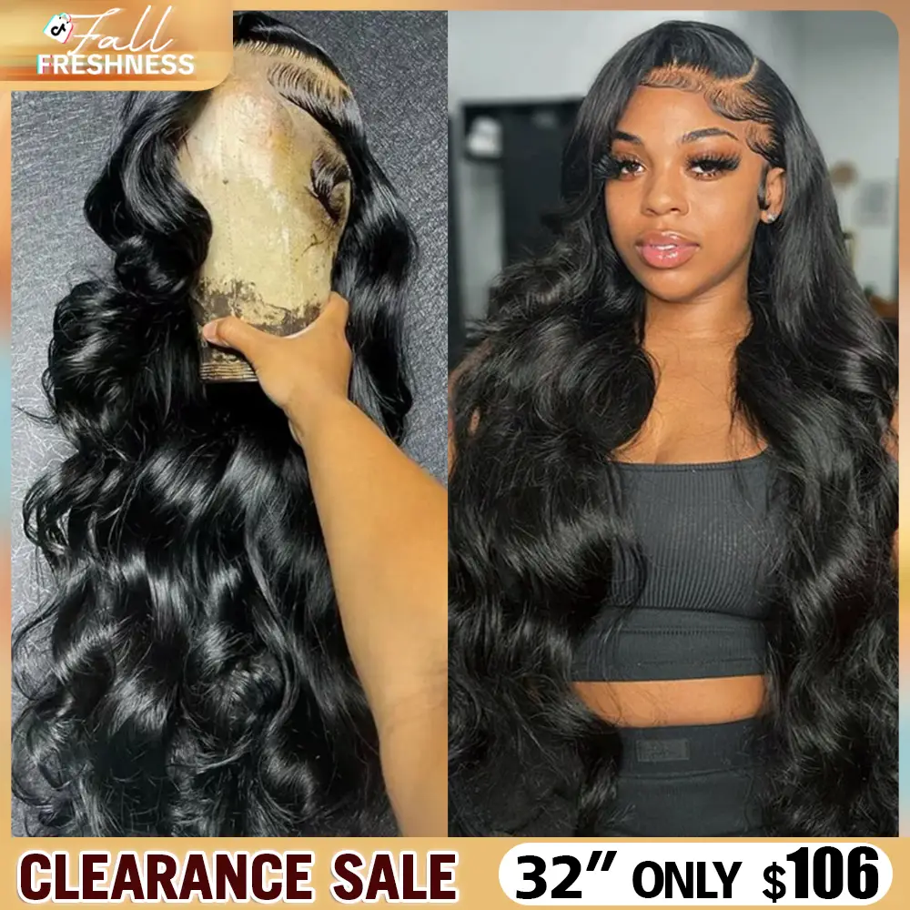 36 38inch Bling Hair 13x6 Lace Front Wigs Human Hair Pre Plucked Body Wave HD Lace Front Wigs Human Hair 180% Density Frontal Wigs Human Hair FallFres