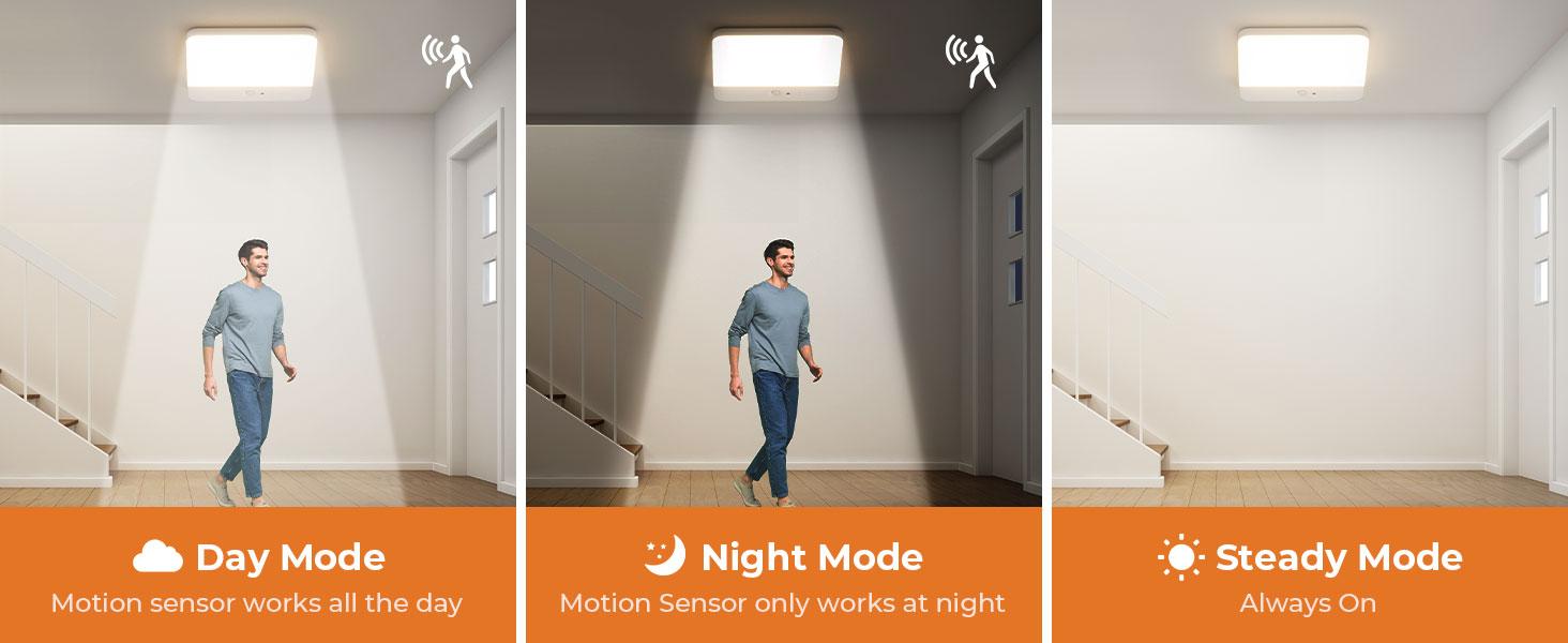 Motion Sensor Ceiling Light Fixture Cordless Closet Battery Operated Rechargeable Magnetic Mount LED Shower Light for Bathroom Stairs Garage Hallway 3 Color Temperatures Remote Control