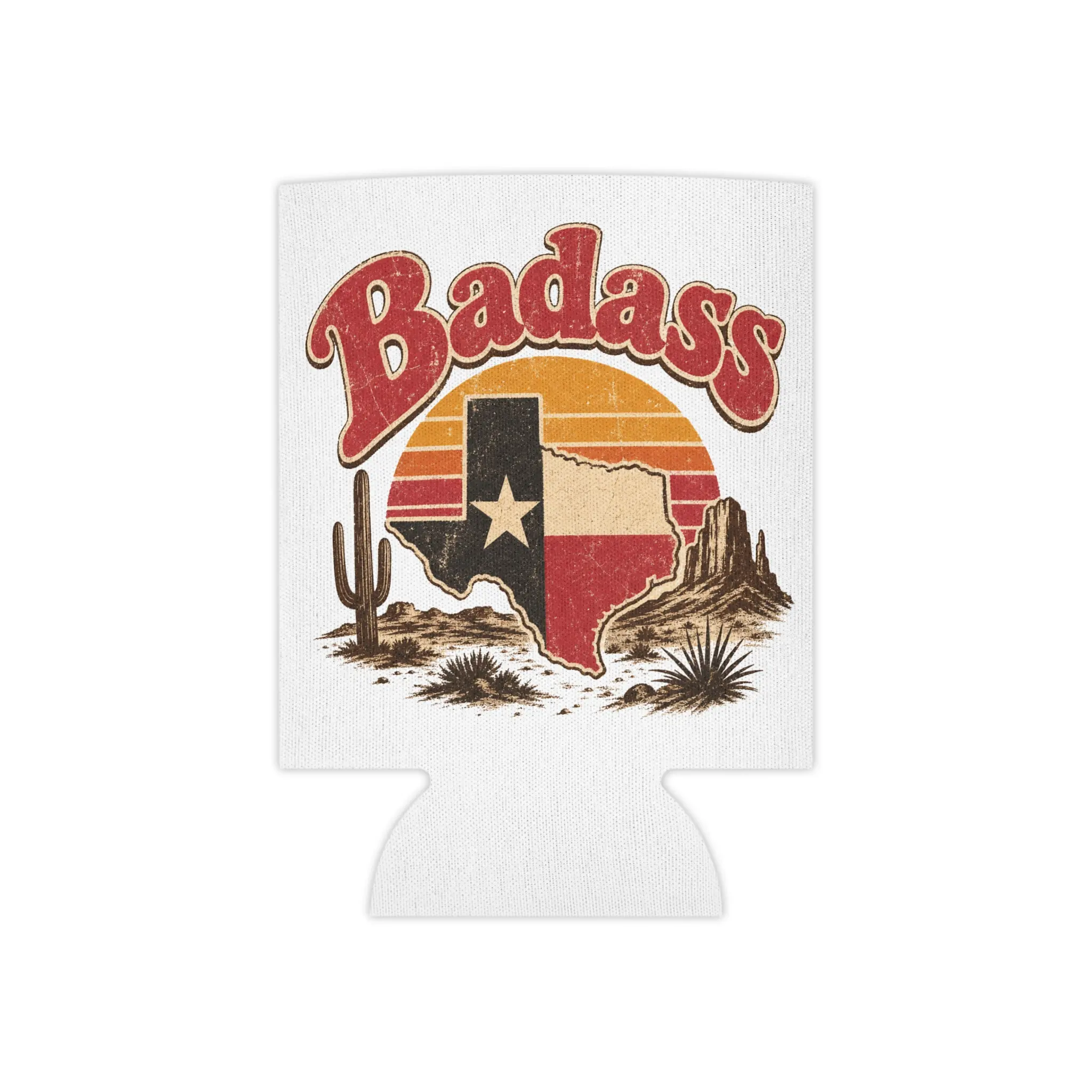 Retro Texas Beer Koozie - Lightweight Foam Inner Regular Can Cooler, Fits Cans Koozie Shape for Lone Star State Enthusiasts, Texas Theme