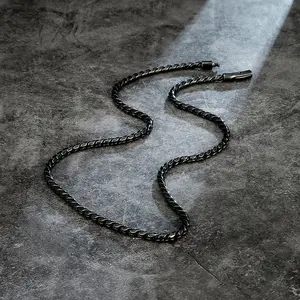 Locomotive Retro Link Chain Necklace for Men Overlap Interlocked Curb Chain Stainless Steel Punk Snake Chain Male Jewelry