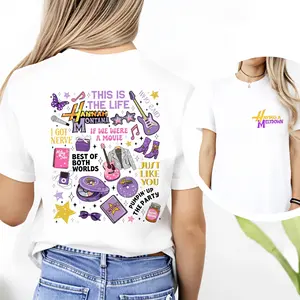 100% Cotton Casual Style T-Shirt Hannah Montana This Is The Life I Got Nerve If We Were A Movie Just Like You Music And Stars Theme Summer And Spring Wear Perfect Gift For Fans And Teenagers