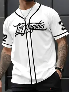 Men's Street Style High-Street 3D Printed Short Sleeve Shirt, Fitted Casual Top for All Seasons, Sporty and Daily Wear, Sports Top