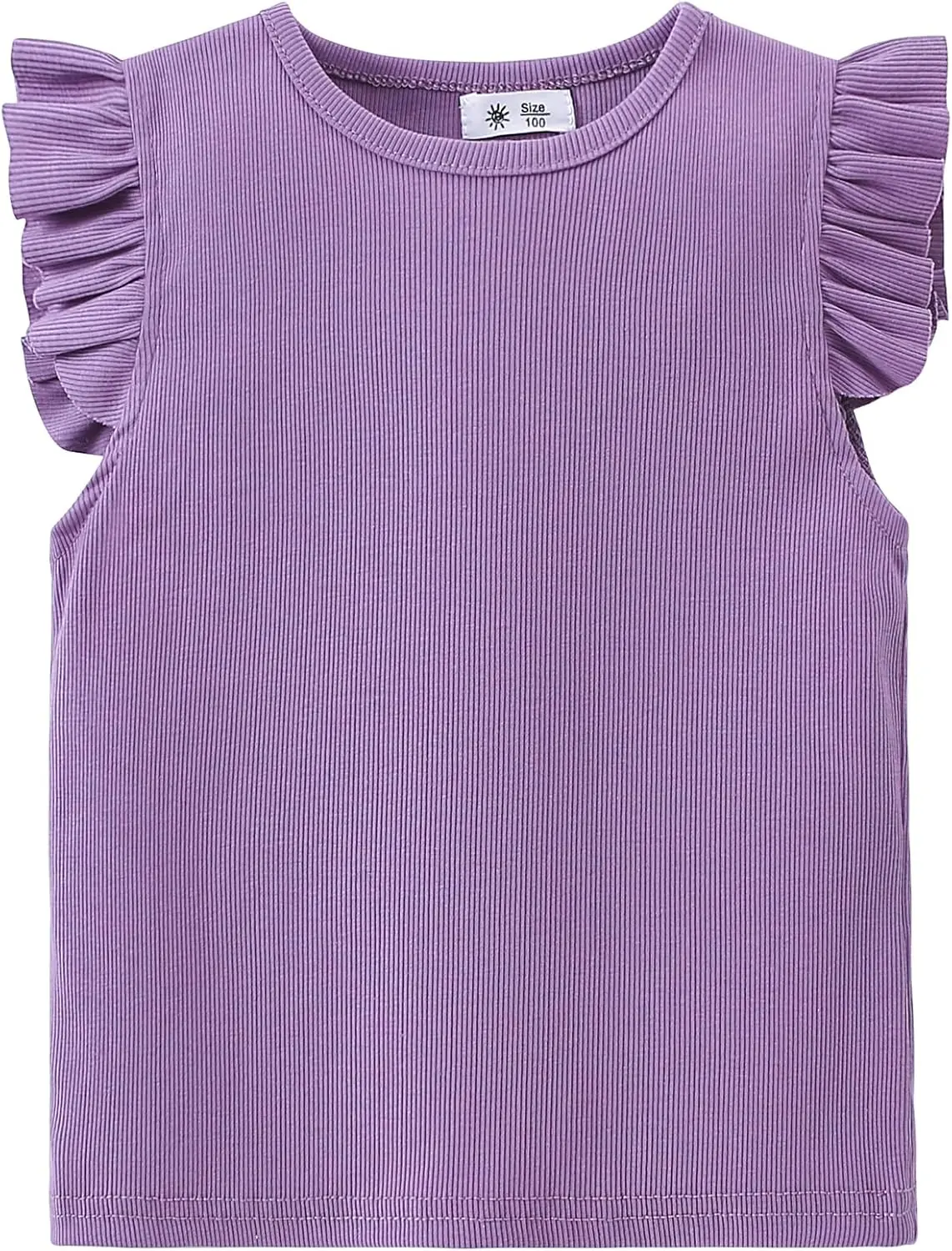 AMIYAN Toddler Ruffle Sleeve Top Summer Cotton T-Shirts Casual Crewneck Tees Tops Basic Blouse for Girls 1-6Y