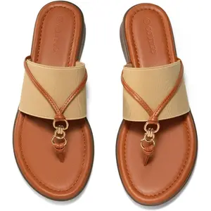 Coutgo Womens Flip Flops Wedge Sandals Dressy Beach Summer Flats Comfortable Slip on Stretch Slippers Shoes