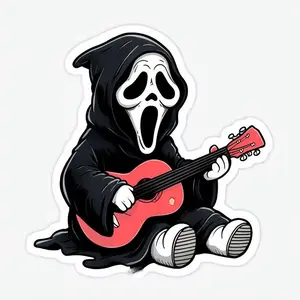 Ghostface horror spooky slasher vibe sticker with dark thriller mood eerie aesthetic and creepy shadow energy