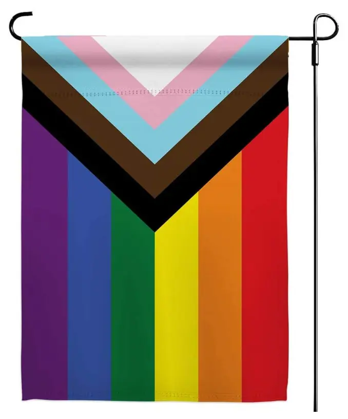 Progress Pride Rainbow Garden Flag, 12.5x18 in Inclusive LGBTQ Community Outdoor Decor, Garden Flags for Outside