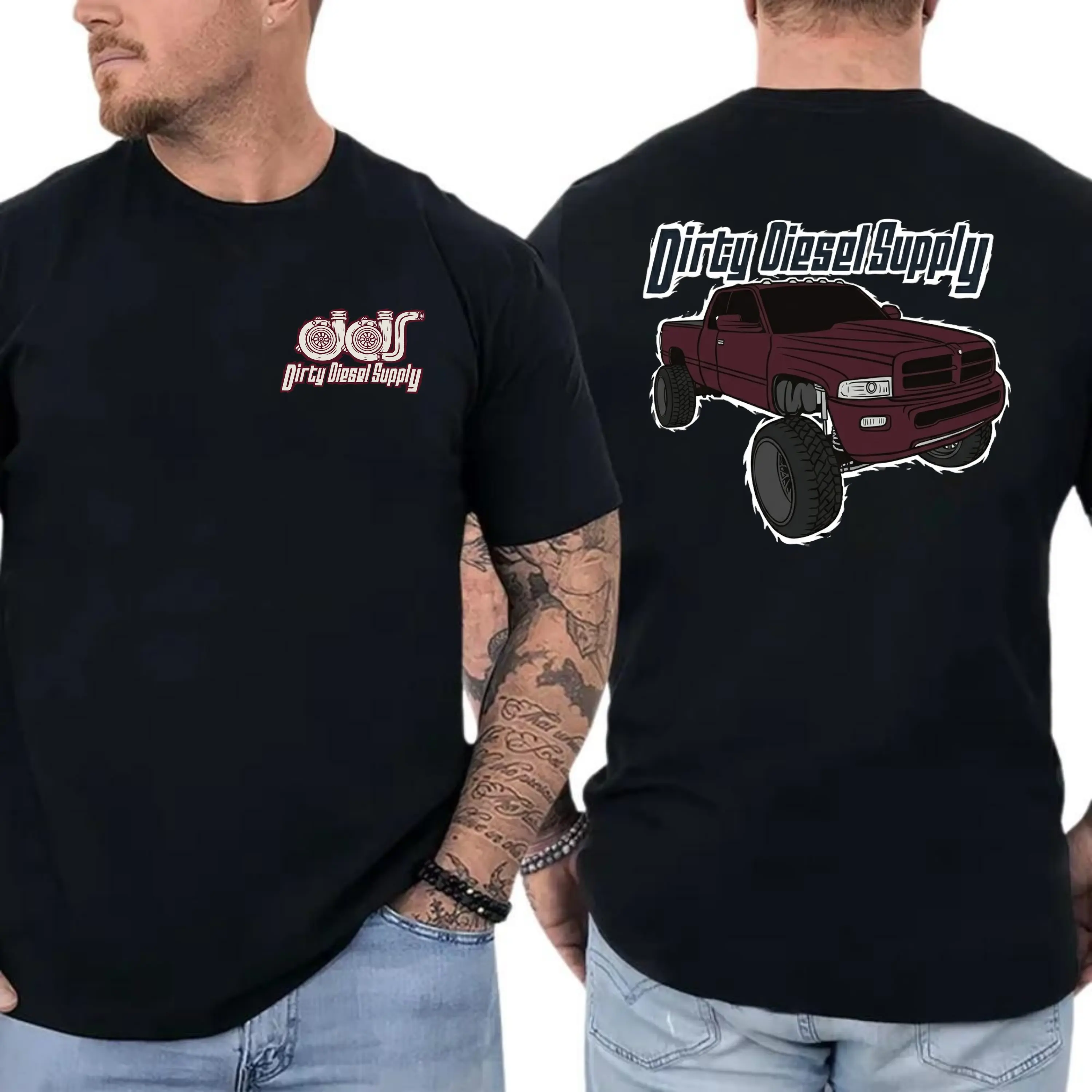 Dodge Ram 2nd Gen Lifted Truck T-Shirt, 2 Sides, Heavy Duty Cummins Diesel Graphic Tee