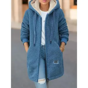 Spring Fluff Coats Khaki Hoodie Long Sleeve Loose Thick Warm Coat Female Spring New Elegant Trendy Casual Ladies Clothes