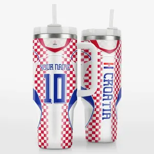 Personalized Croatia Football Fan Tumbler Custom Name Gift