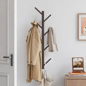 Coat Rack Wall Mount, Vertical Hat Rack for Wall,Wall Coat Tree,Coat Hanger,Floating Coat Rack for Hats,Jackets,Bags,Entryway Bedroom (Brown)