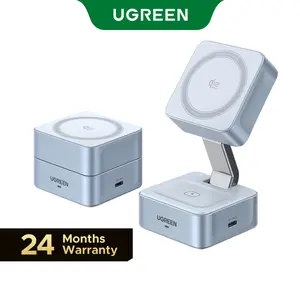 UGREEN 25W Magflow Wireless Charger 2-in-1 Magnetic Charging Station for iPhone 17/16/15/14/13/12 Pro Max, Fast Qi2 Certified Foldable Stand with USB-C Port, Compatible with AirPods, Dual Device Charging,tiktokshopstockup,mothersdaygift