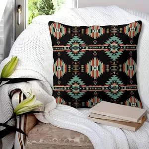 Navajo Style Geometric Pattern Pillow Throw with Insert, 45cm Square Zipper Closure, Diamonds, Zigzag Patterns, Arrows and Tribal Totems, Comfortable Soft Sofa Bed Cushion, Bohemian Home Decor, Gift Choice