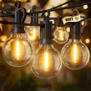 Outdoor String Lights - Connectable Commercial LED Patio String Lights with G40 Globe Plastic Bulbs, All Weatherproof Hanging Lights for Outside Backyard Porch