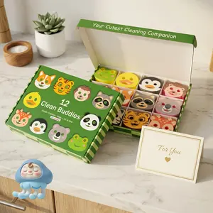 Bulimumu 12pcs Cute Cleaning Sponge magic sponge reusablesponge Double-Sided Dish Scrubbing Sponge