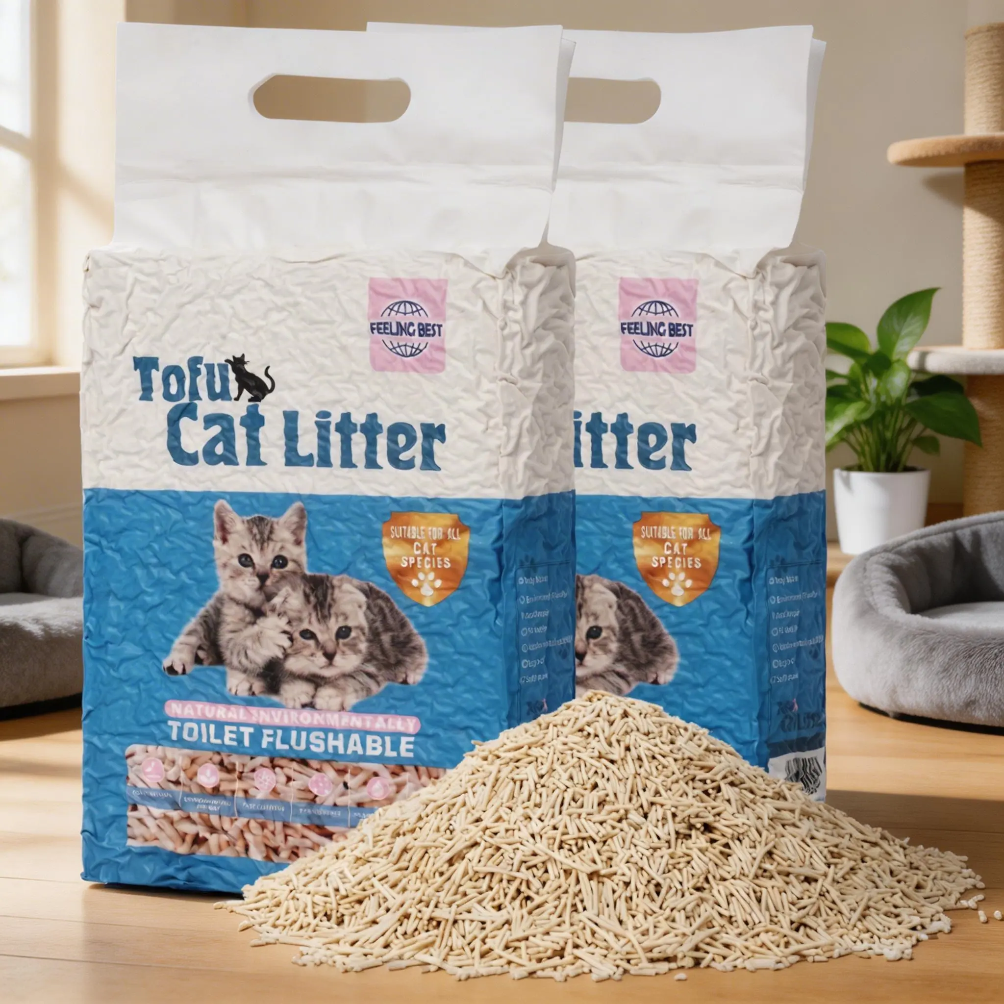 Petlovers Summervibes Flushable Natural Tofu Cat Litter, Low Dust Odor Control Cat Litter Suitable for All Cat Species