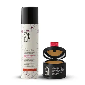 Style Edit Red Duo: Root Touch Up Spray & Hair Color Concealer Powder, For Red Hair, Salon-Worthy Results Haircare Gentle