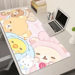 Pink Kawaii Rilakkuma Anime Mouse Pad, XXL Desk Mat with Soft Rubber Surface, Anti-Slip Base, Extended Keyboard Mousepad for PC Gamer Setup ideal gift